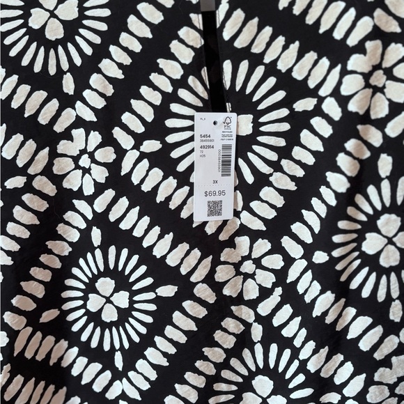 Penn by Pennington NWT Button Back Closure 3/4 Sleeve Blact /Tan Blouse - Picture 5 of 11